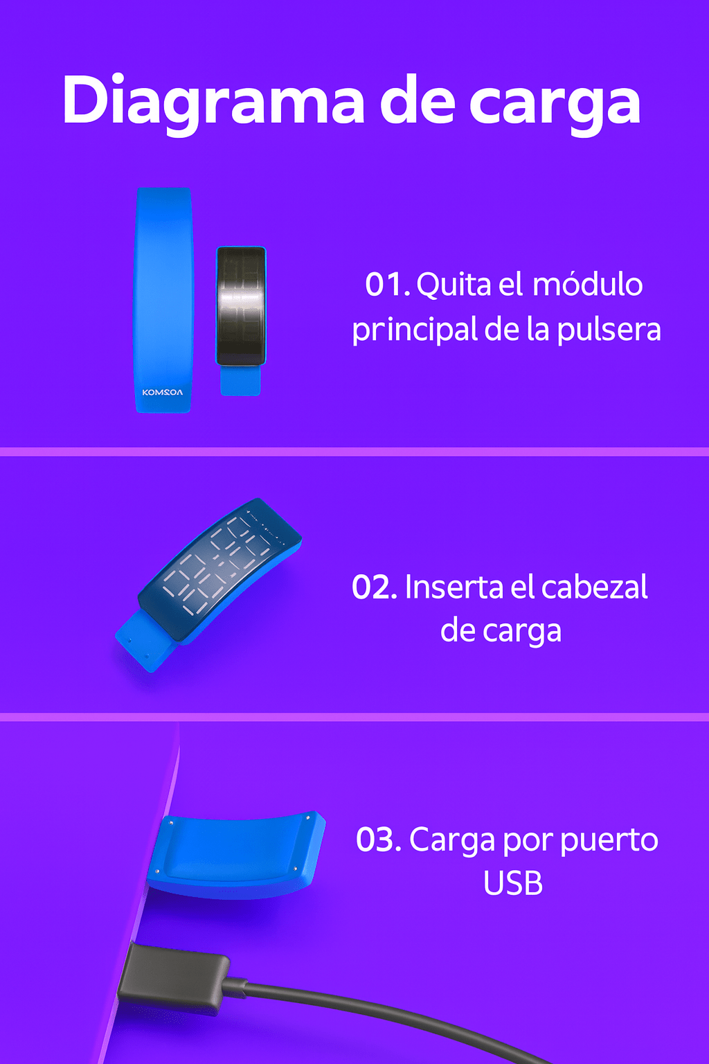 Pulsera Inteligente Komoda | Monitoreo del sueño y actividad 24 h - Komoda